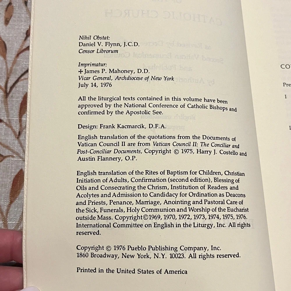 THE RITES OF THE CATHOLIC CHURCH as Revised by Decree of the Second Vatican 1976
